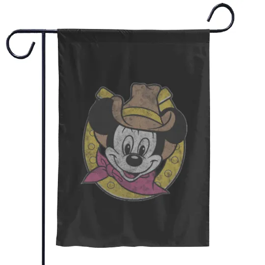 Disney Mickey Cowboy Horseshoe Hat Garden Flags