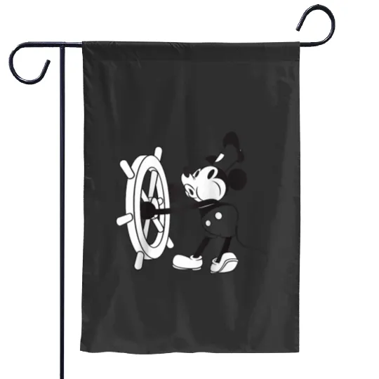 Disney Steamboats Willie Mickey Vintages Big Chest Portrait Raglan Baseball Tee Garden Flags