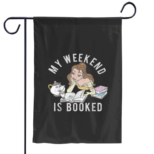 disney beauty and the beast belle my weekend is booked short sleeve Essential Garden Flags