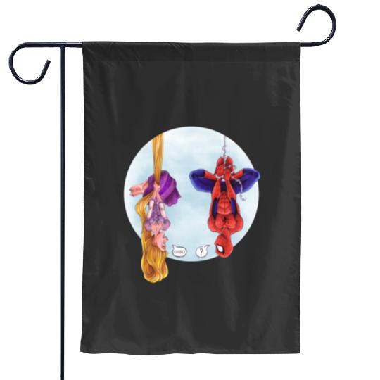 Disney Rapunzel And Marvel Spider-Man Garden Flags, Disney Marvel Avengers Spiderman Garden Flags