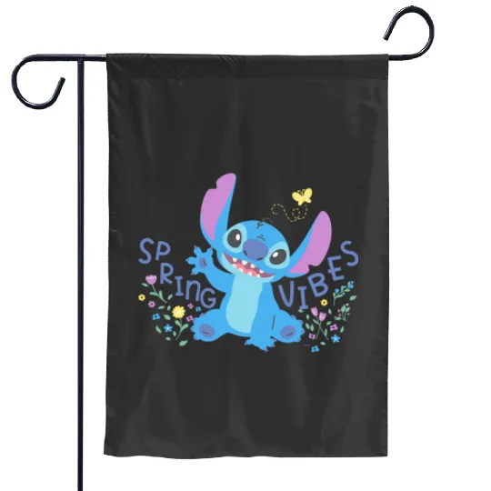 Disney Stitch with Flowers Butterfly Easter Spring Vibes Garden Flags