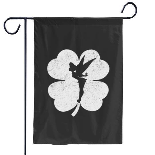 Womens Disney Tinker Bell Shamrock Silhouette St. Patricks Day VNeck Garden Flags