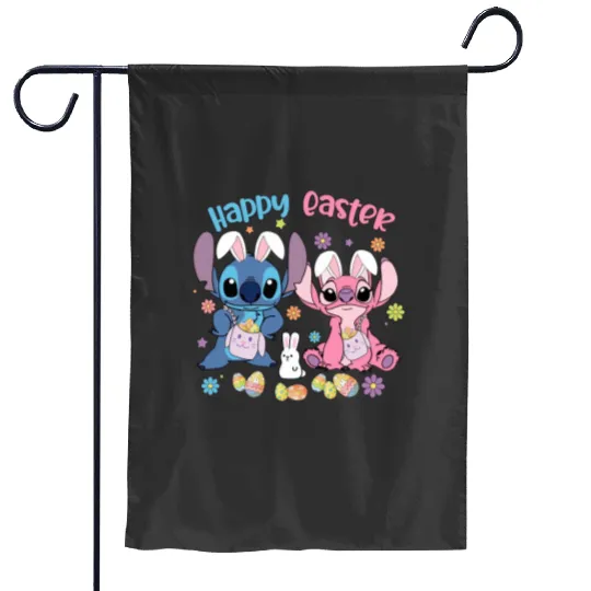 Disney Stitch Easter Garden Flags, Stitch and Angle Easter Garden Flags