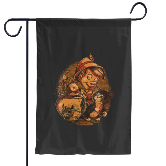 Womens Disney Pinocchio Jiminy Cricket Figaro and Cleo VNeck Garden Flags