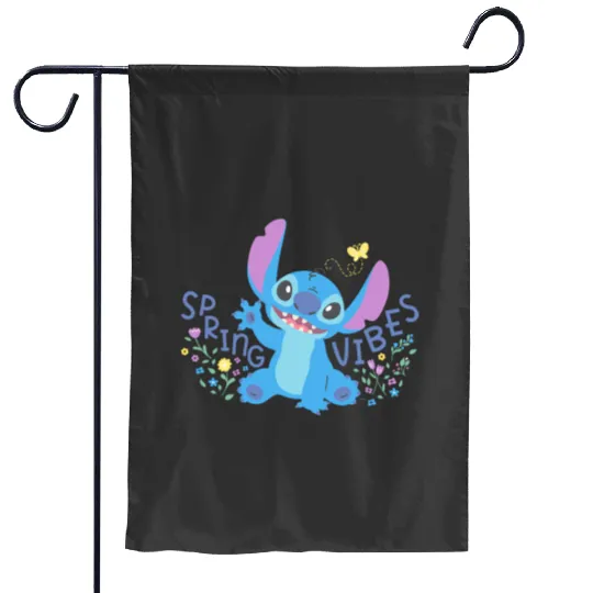 Disney Stitch with Flowers Butterfly Easter Spring Vibes Garden Flags