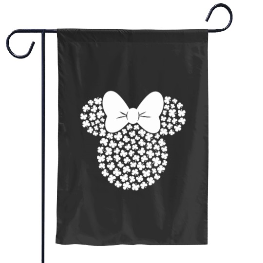 Womens Disney Minnie Mouse Icon White Shamrocks St. Patricks Day VNeck Garden Flags