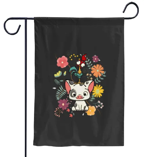 Disney Moana Garden Flags, Hei Hei and Pua Floral  Garden Flags