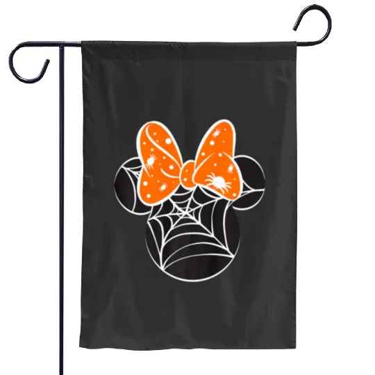 Disney Mickey Friends Halloween Minnie Spider Web Logo Premium Garden Flags