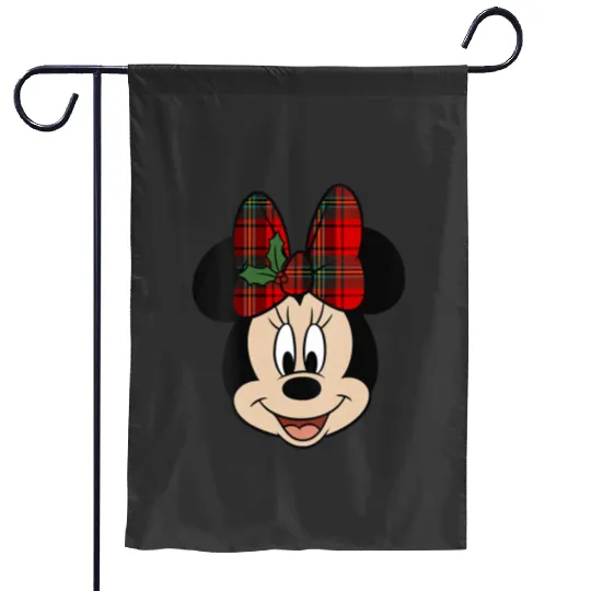 Womens Disney Mickey And Friends Christmas Minnie Mistletoe Bow VNeck Garden Flags
