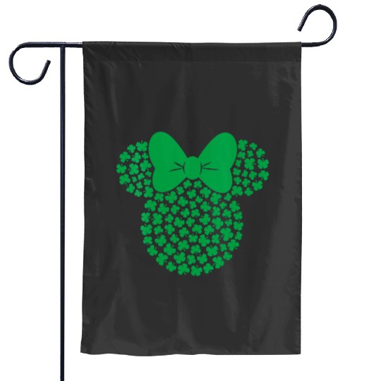 Womens Disney Minnie Mouse Icon Greens Shamrocks St. Patricks Day VNeck Garden Flags