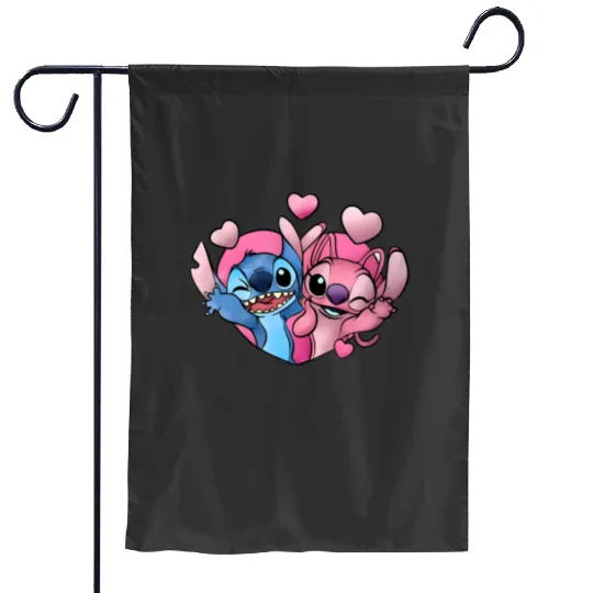 Disney Stitch and Angel Valentine Garden Flags, Angel Valentine Garden Flags