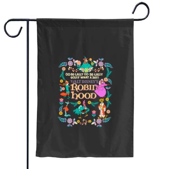 Vintage Disney Robin Hood Floral Garden Flags, Disney Family Trip 2024 Garden Flags