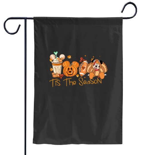 Disney Fall Season Garden Flags, Mickey Tis The Season Garden Flags, Thanksgiving Pumpkin Garden Flags