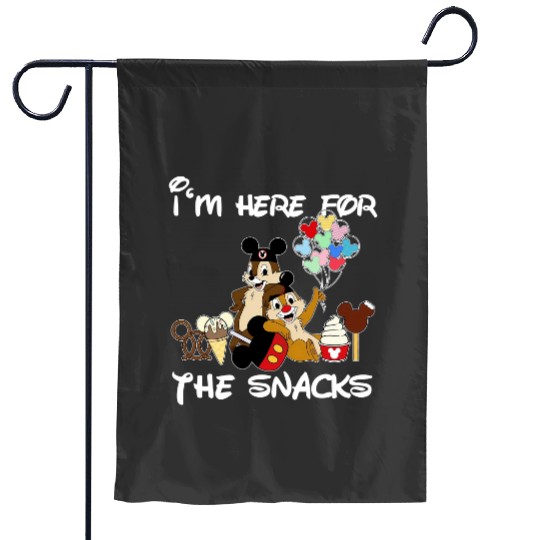 I'M Just Here For The Snacks Garden Flags, Snacking Around The World Garden Flags, Chip And Dale Garden Flags Disney Trip Family Garden Flags
