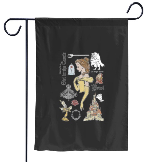Disney Beauty And The Beast Characters Sketched Garden Flags, Magic Kingdom Garden Flags
