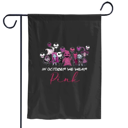 Disney Halloween Garden Flags, In October We wear Pink, Oogie Boogie 2022
