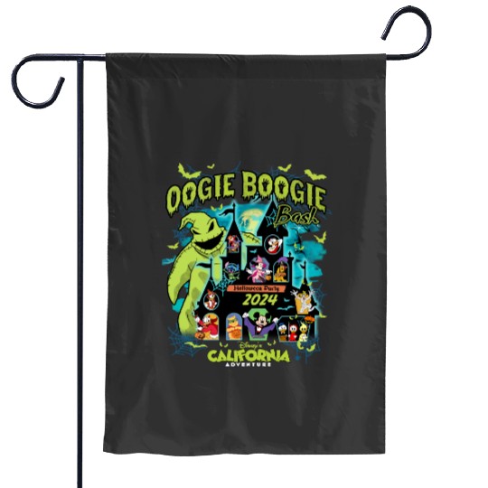 Vintage Oogie Boogie Bash 2024 Halloween Disney castle Garden Flags, Mickey & friends
