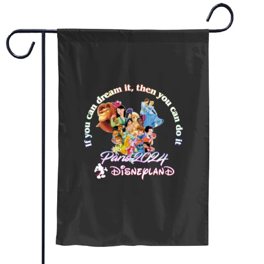 Paris 2024 Disneyland Tour 3/4 Short Sleeve Garden Flags