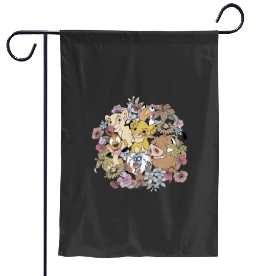 Vintage Floral Lion King, Timon and Pumbaa Garden Flags, Floral Disney Garden Flags