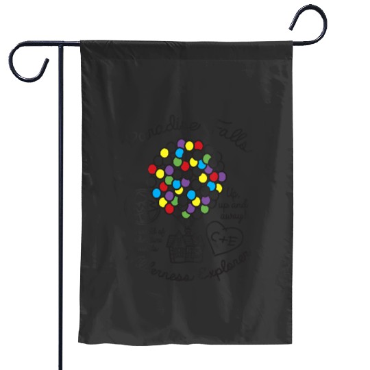 Womens Disney Pixars Up Colorful Balloon Silhouette Falls VNeck Garden Flags