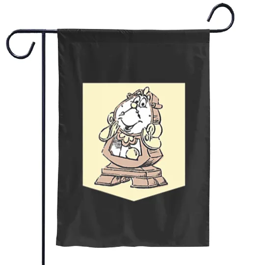 Disney Beauty and the Beast Cogsworth Faux Pocket Retro Garden Flags