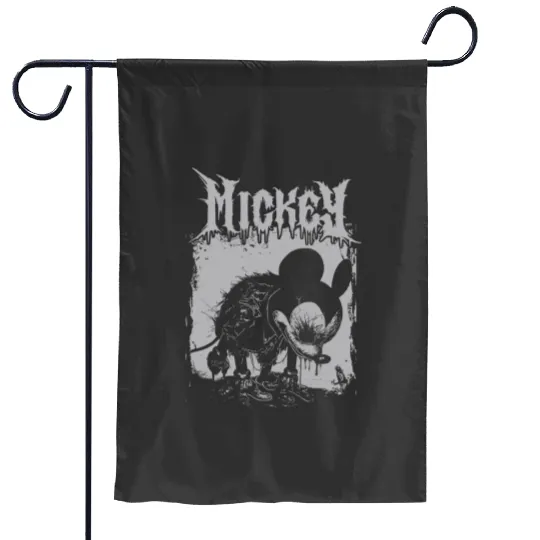 Mickey Mouse Metal Garden Flags, Deathmetal Halloween Disney Goth Punk Garden Flags