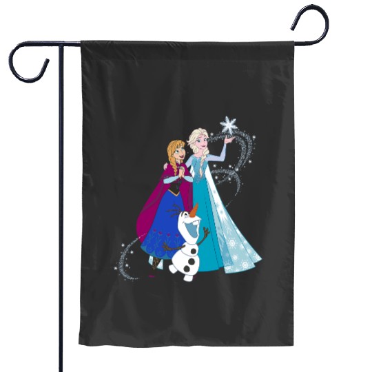disney frozenss Olaf Anna Elsa Sisters Snowflake Portrait Garden Flags