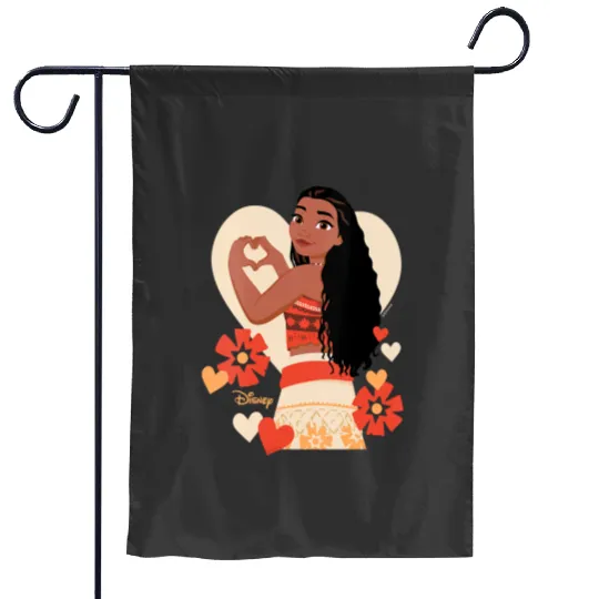 Womens Disney Princess Moana Heart Valentines Day VNeck Garden Flags