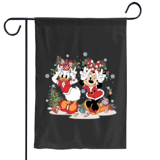 Vintage Disney Christmas  Garden Flags, Minnie and Daisy Christmas