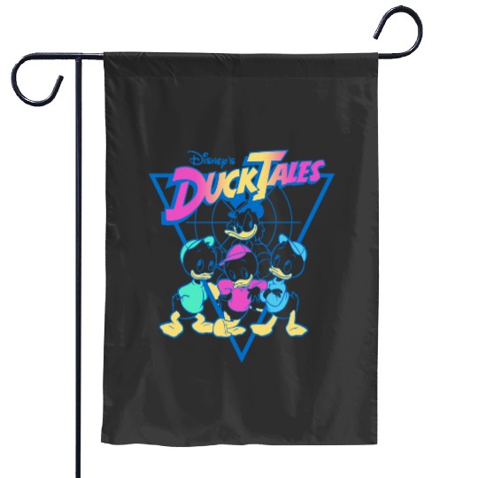Disney DuckTales Vintagess Neon Outlines Group Shot Distressed Garden Flags
