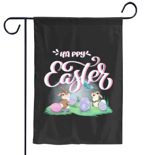 Womens Disney Bambi Happy Easter Thumper Miss Bunny Vintagess Logo VNeck Garden Flags