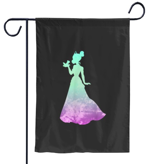 Disney Princess Tiana Silhouette Pretty Tie Dye Garden Flags