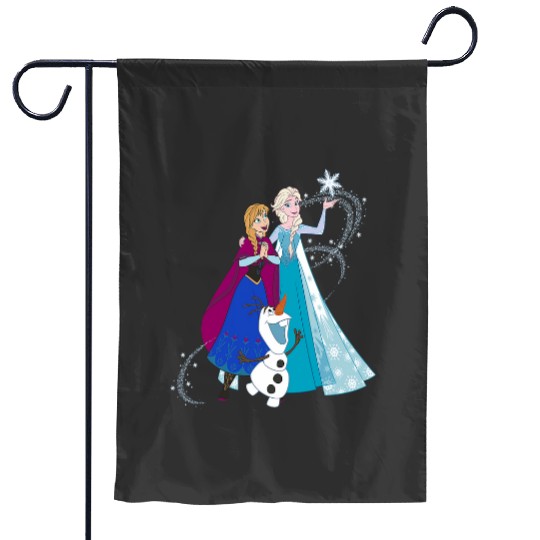 disney frozenss Olaf Anna Elsa Sisters Snowflake Portrait Garden Flags