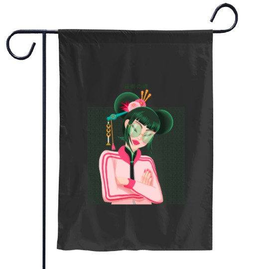 Dress Little Girl Sticker: Disney Mulan Anime Mushu, Mulan and Mushu Garden Flags