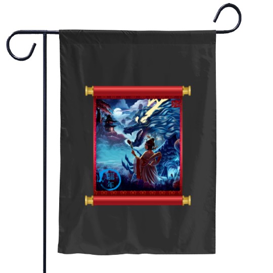 chibi japanese animation girl with dragon god  : Disney Mulan Anime Mushu, Mulan and Mushu Garden Flags