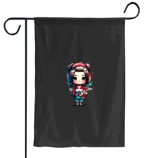 Purple Anime Girl Samurai and Dragon design  : Disney Mulan Anime Mushu, Mulan and Mushu Garden Flags