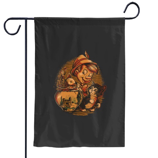 Womens Disney Pinocchio Jiminy Cricket Figaro and Cleo VNeck Garden Flags