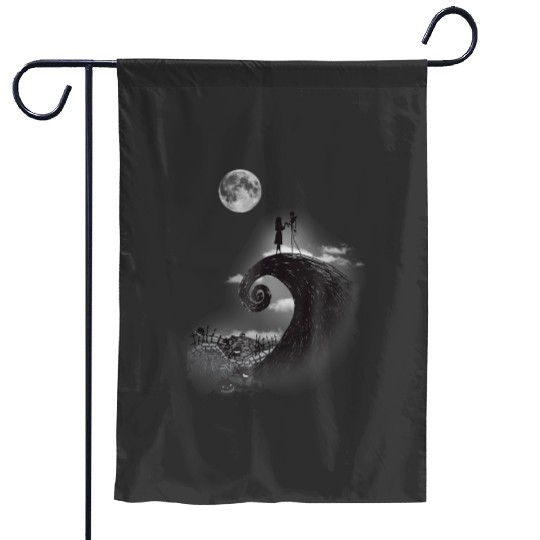 disney nightmare bee christmas jack and sally Garden Flags