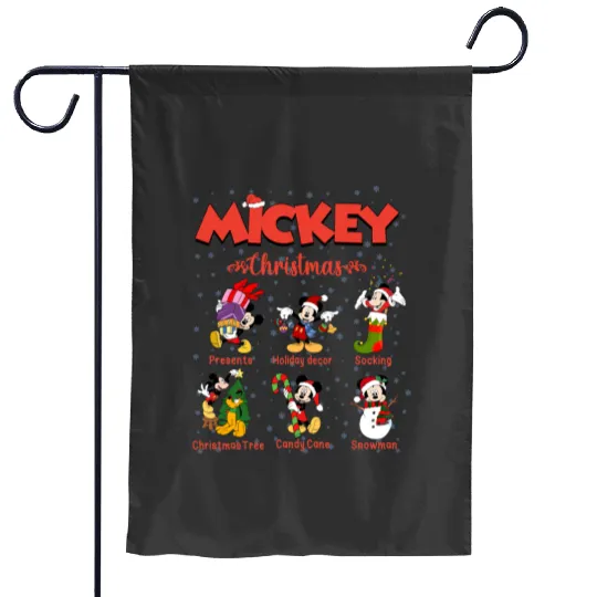 Mickey Christmas Garden Flags, Christmas Garden Flags, Raglan Garden Flags, Disney Christmas Garden Flags