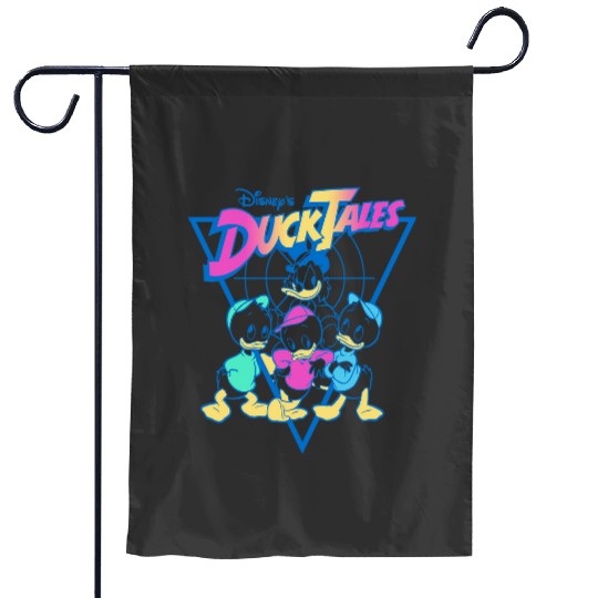 Disney DuckTales Vintagess Neon Outlines Group Shot Distressed Garden Flags