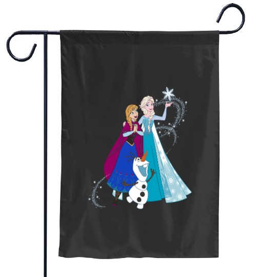 disney frozenss Olaf Anna Elsa Sisters Snowflake Portrait Garden Flags