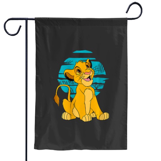 womens disney lion king young simba happy blue Garden Flags