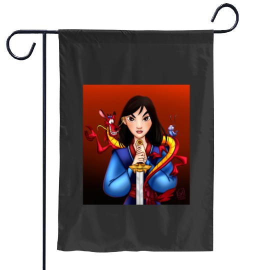 Chibi Yoga - Warrior I ft Luria Sticker: Disney Mulan Anime Mushu, Mulan and Mushu Garden Flags