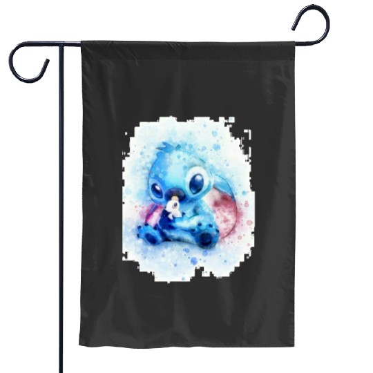 Cute Stitch Sitting Gift For Fan E  , Stitch Eras Tour , Stitch Shirt, Disney Land Lilo and Stitch Garden Flags