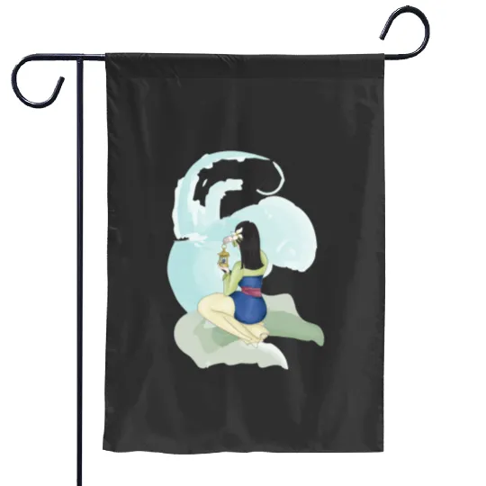 zuko blue spirit with dragons Sticker: Disney Mulan Anime Mushu, Mulan and Mushu Garden Flags