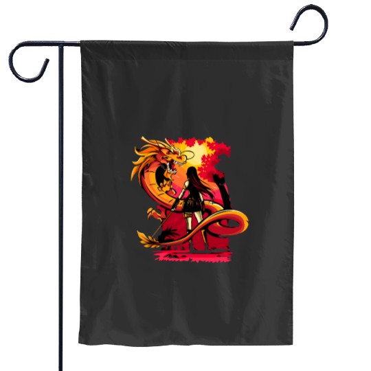 Dishonor ON You1: Disney Mulan Anime Mushu, Mulan and Mushu Garden Flags