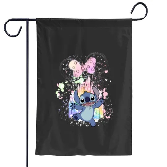 Disney Stitch Garden Flags, Cute Disney Stitch Garden Flags, Stitch Garden Flags, Disney Magic Kingdom Stitch Garden Flags