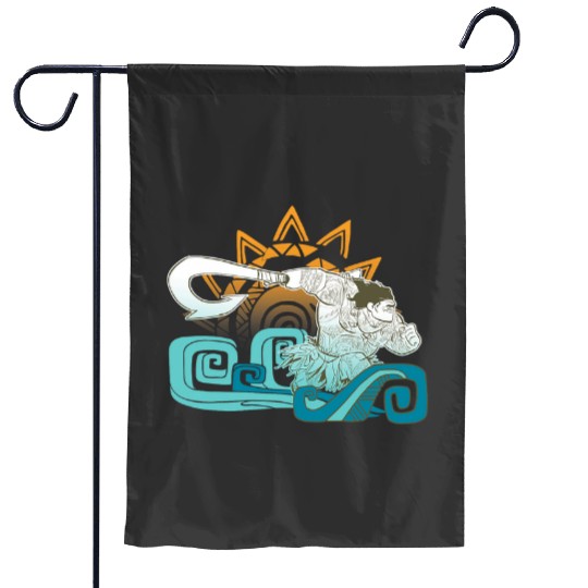 Disney Moana Maui Hook Surf and Sun Gradient Graphic Garden Flags