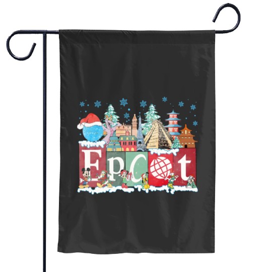 Disney Epcot Christmas Garden Flags, Joy to the World Christmas 2023 Garden Flags