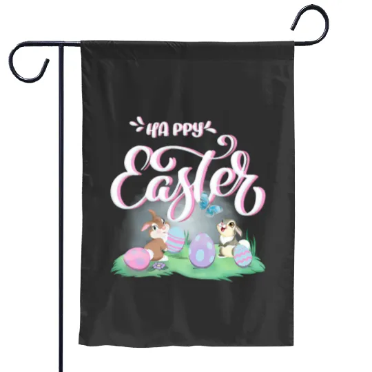 Womens Disney Bambi Happy Easter Thumper Miss Bunny Vintagess Logo VNeck Garden Flags